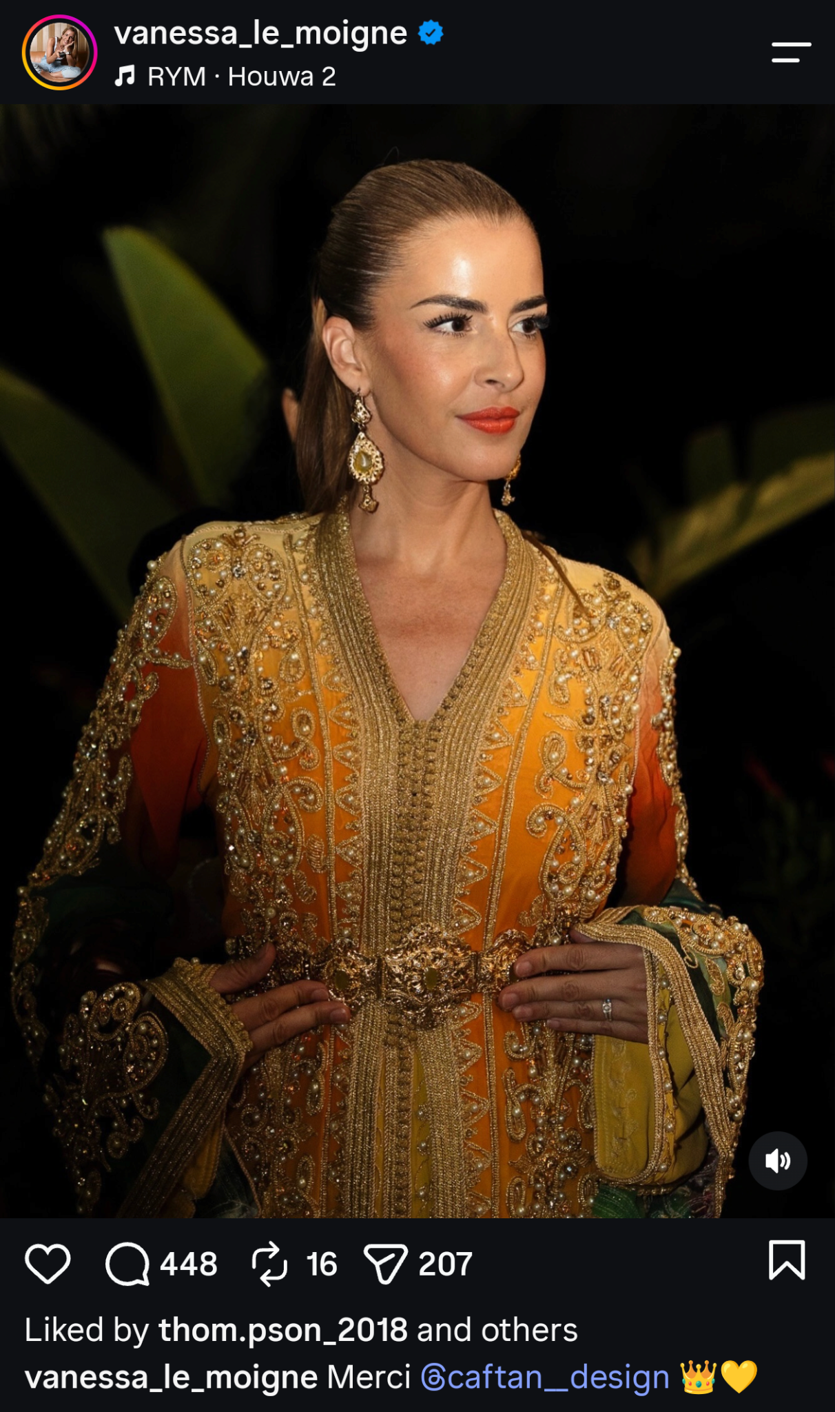 Publication Instagram remerciant CAFTAN DESIGN